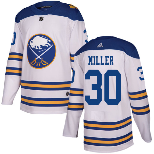 Adidas Sabres #30 Ryan Miller White Authentic 2018 Winter Classic Stitched NHL Jersey - Click Image to Close